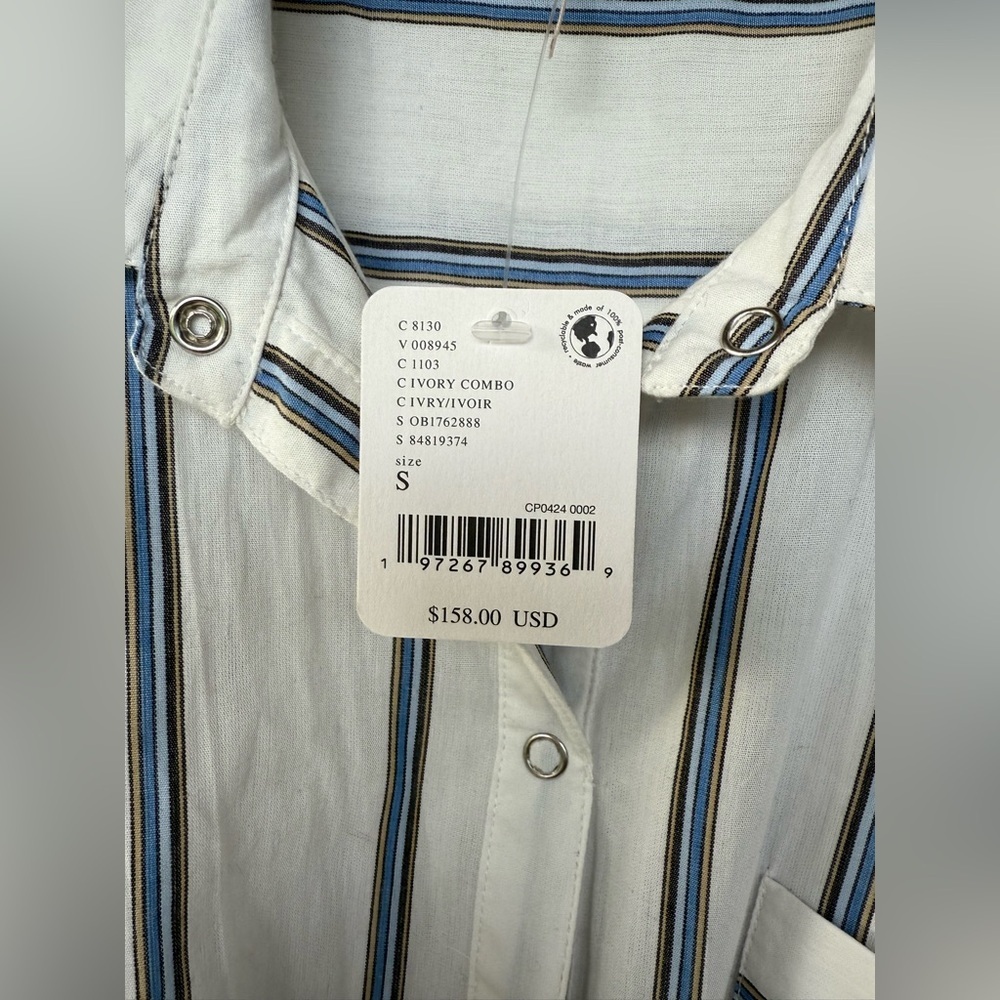 Free People White Mini Dress with Navy Stripes - Picture 10 of 10
